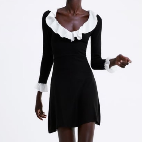 ZARA Contrasting ruffle knit dress - Picture 2 of 5